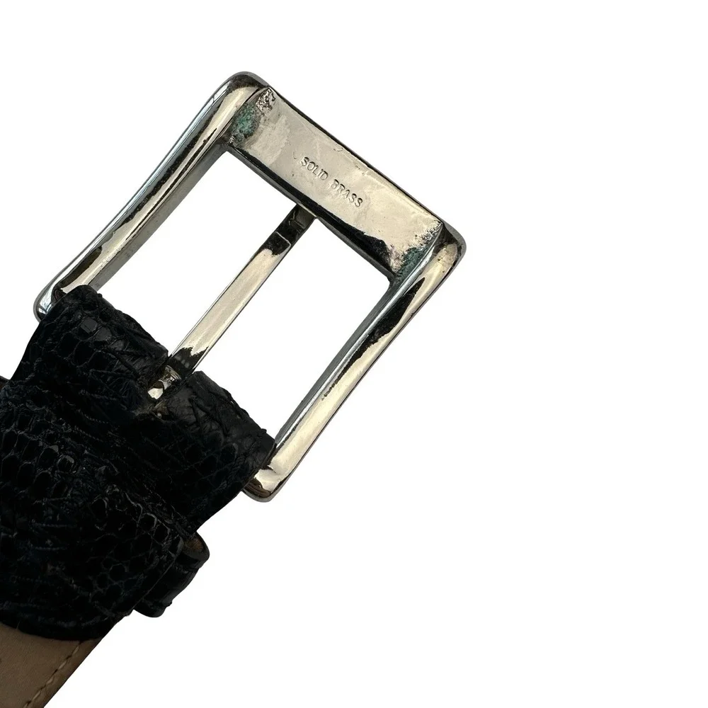 Bespoke Black Lizard Crocodile Diamond Patchwork Mens Belt Size 36 NWOT